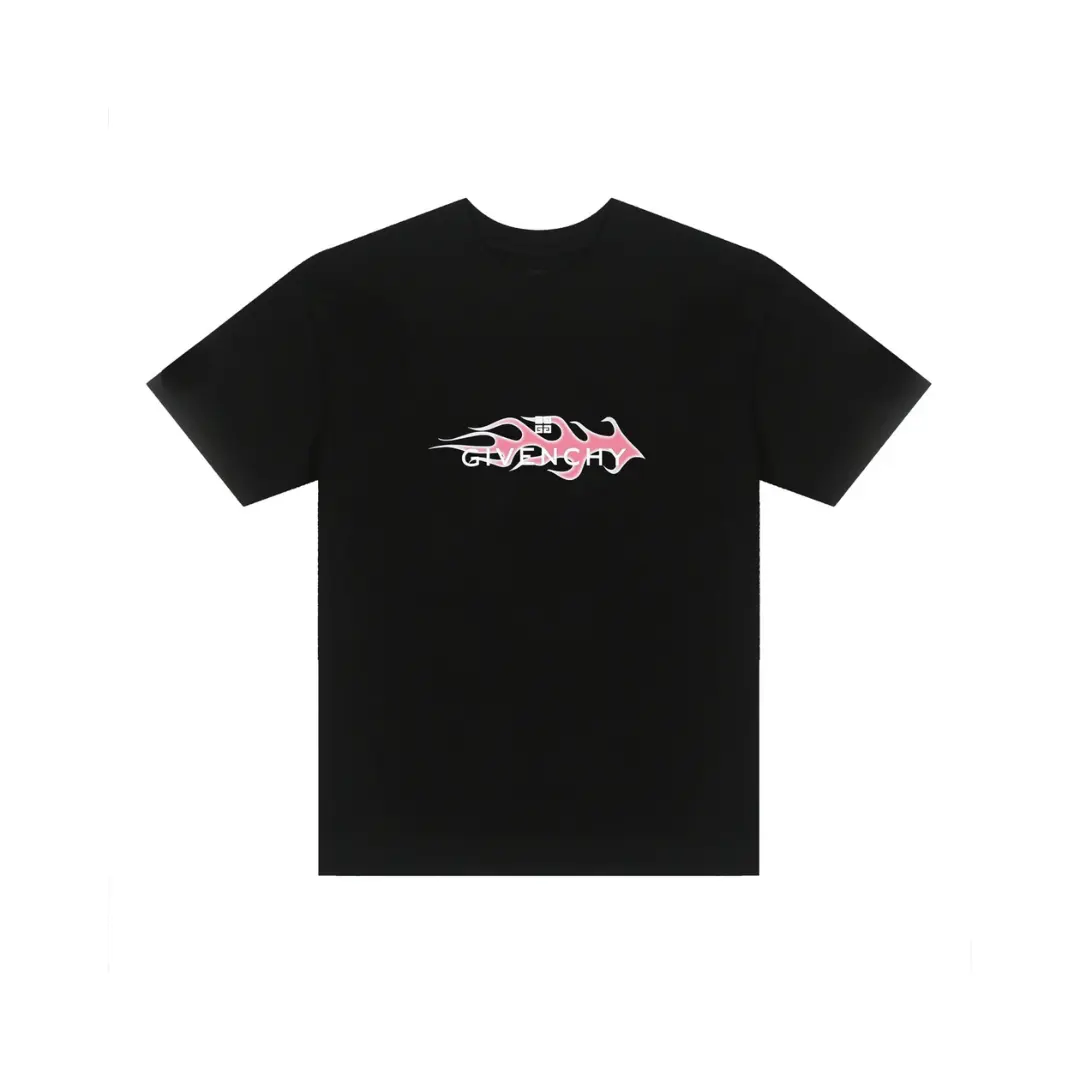 Givenchy T Shirt Black With Monogram Blazing Effect