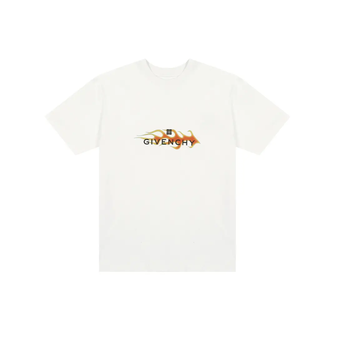Givenchy T Shirt White With Monogram Blazing Effect