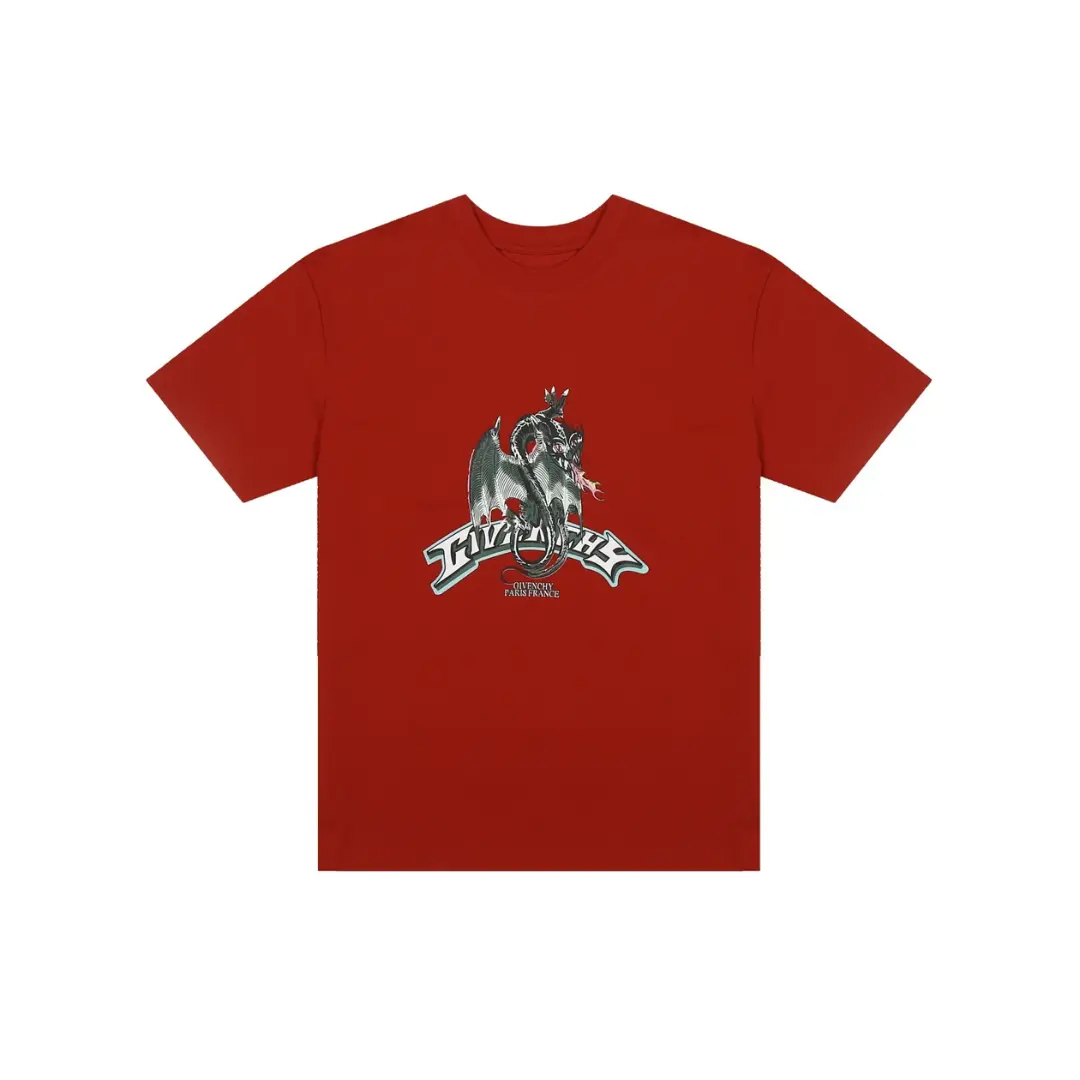 Givenchy T Shirt Red With Dragon Monogram