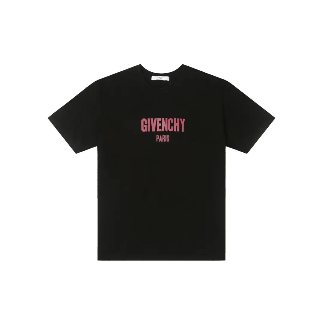 Givenchy Paris Red Logo T Shirt Black