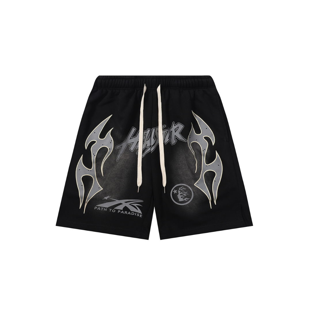 Hellstar Short Washed Black With Round Black Stripe