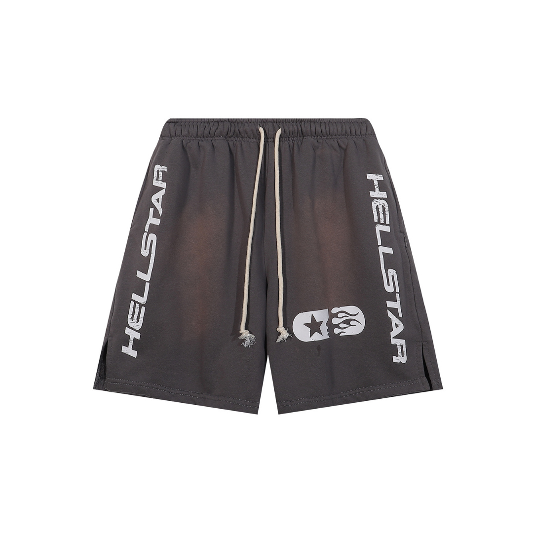 Hellstar Short Washed Deep Gray With Text Printed
