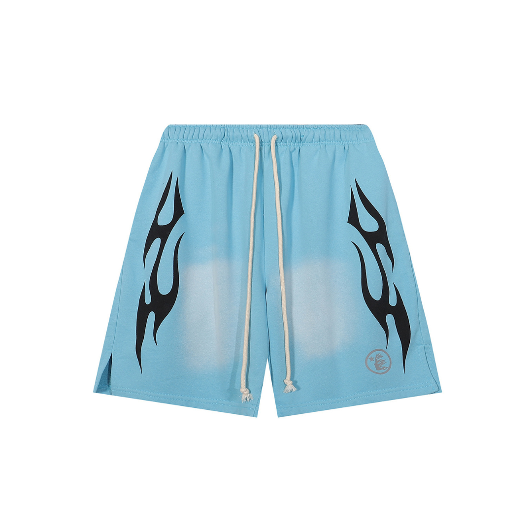Hellstar Short Washed Sky Blue With Design