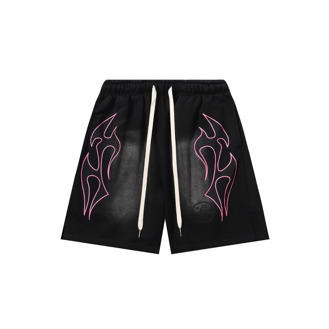 Hellstar Short Washed Black With Neon Stripe