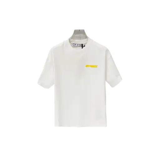 Off-White Yellow Logo T Shirt White