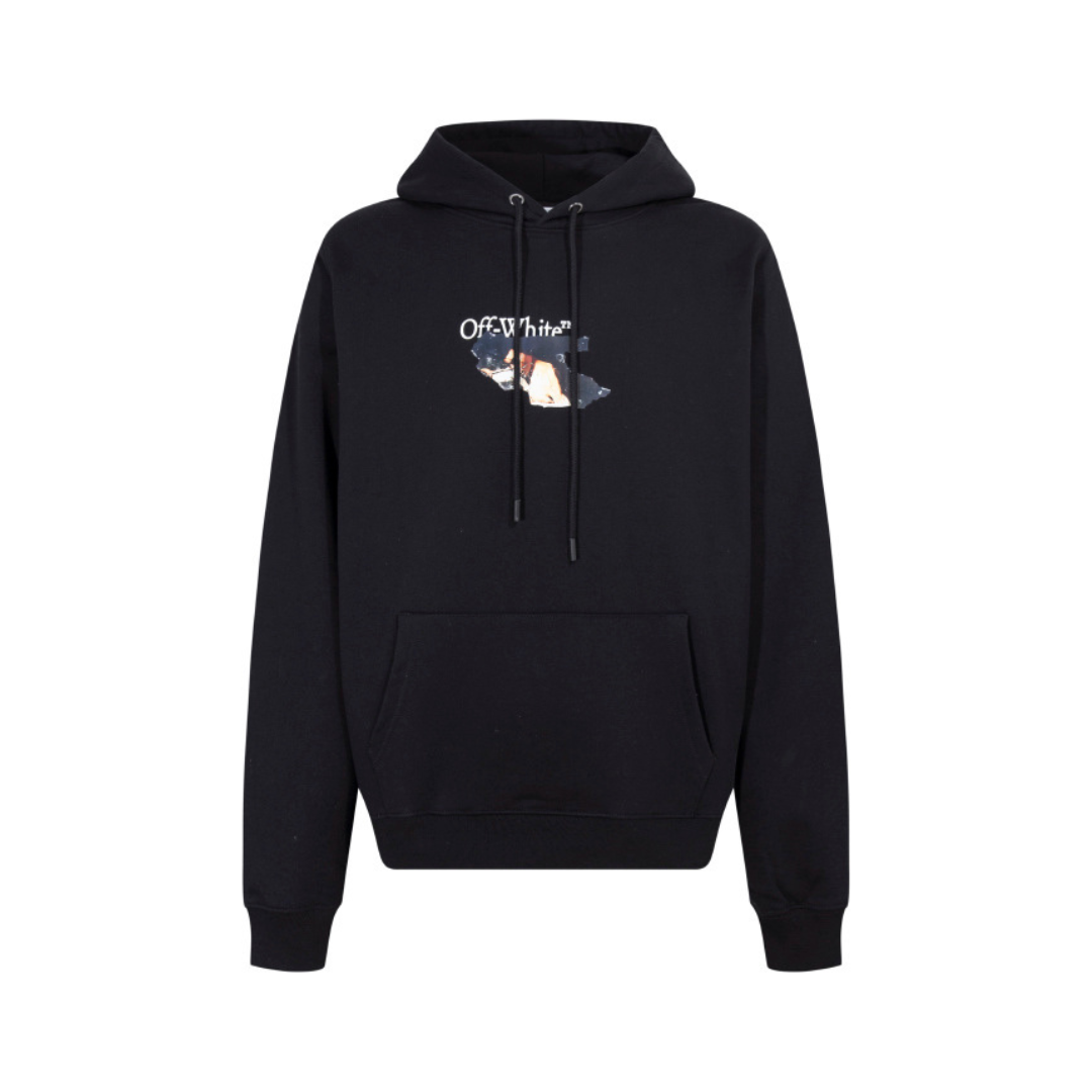 Off-White Hoodie Black With Cartoon Design