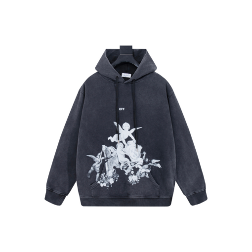 Off-White Hoodie Light Black With White Graphic Print