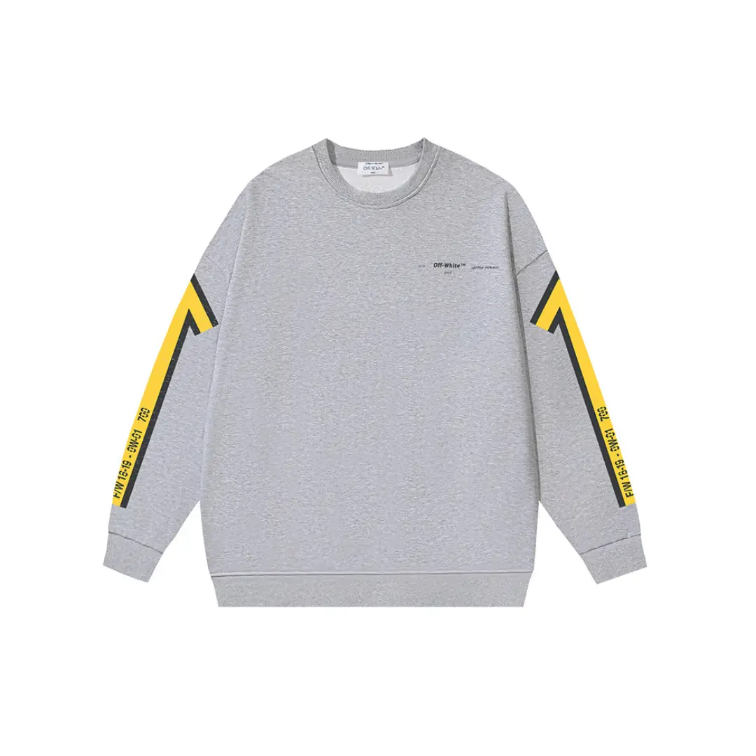 Off-White Sweatshirt Light Gray With Yellow Design