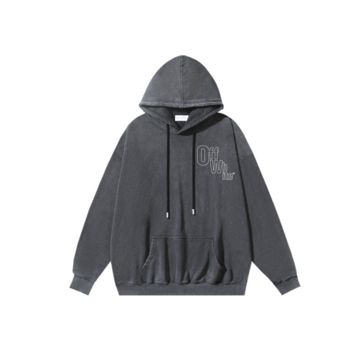 Off-White Gray Hoodie Logo Print