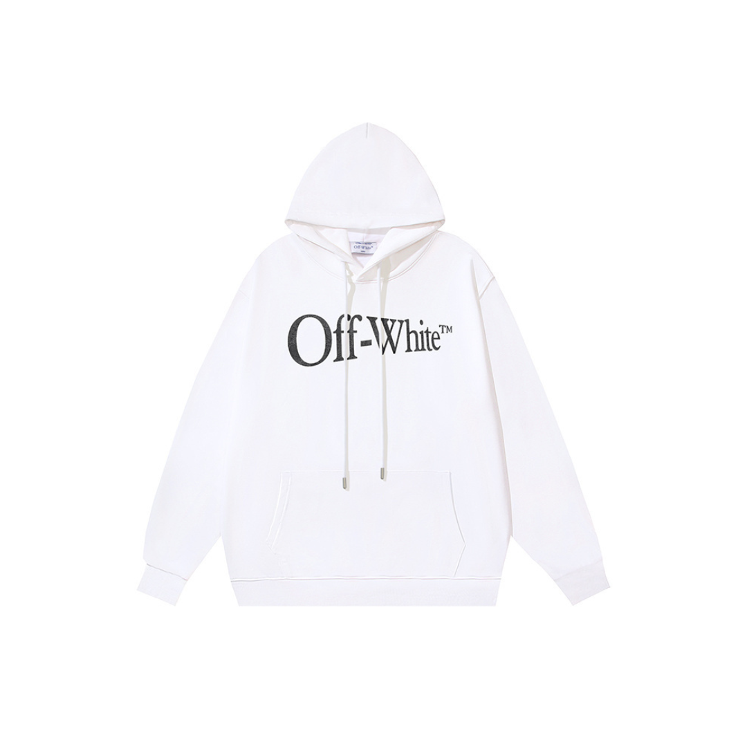 Off-White White Hoodie With Name Monogram On The Chest