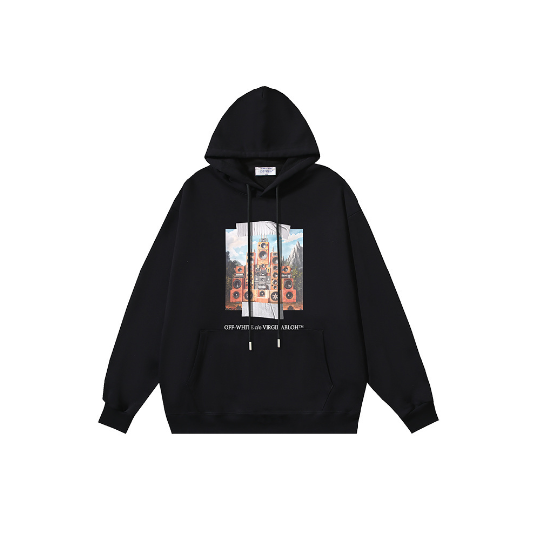 Off-White Black Hoodie With Graphic Design