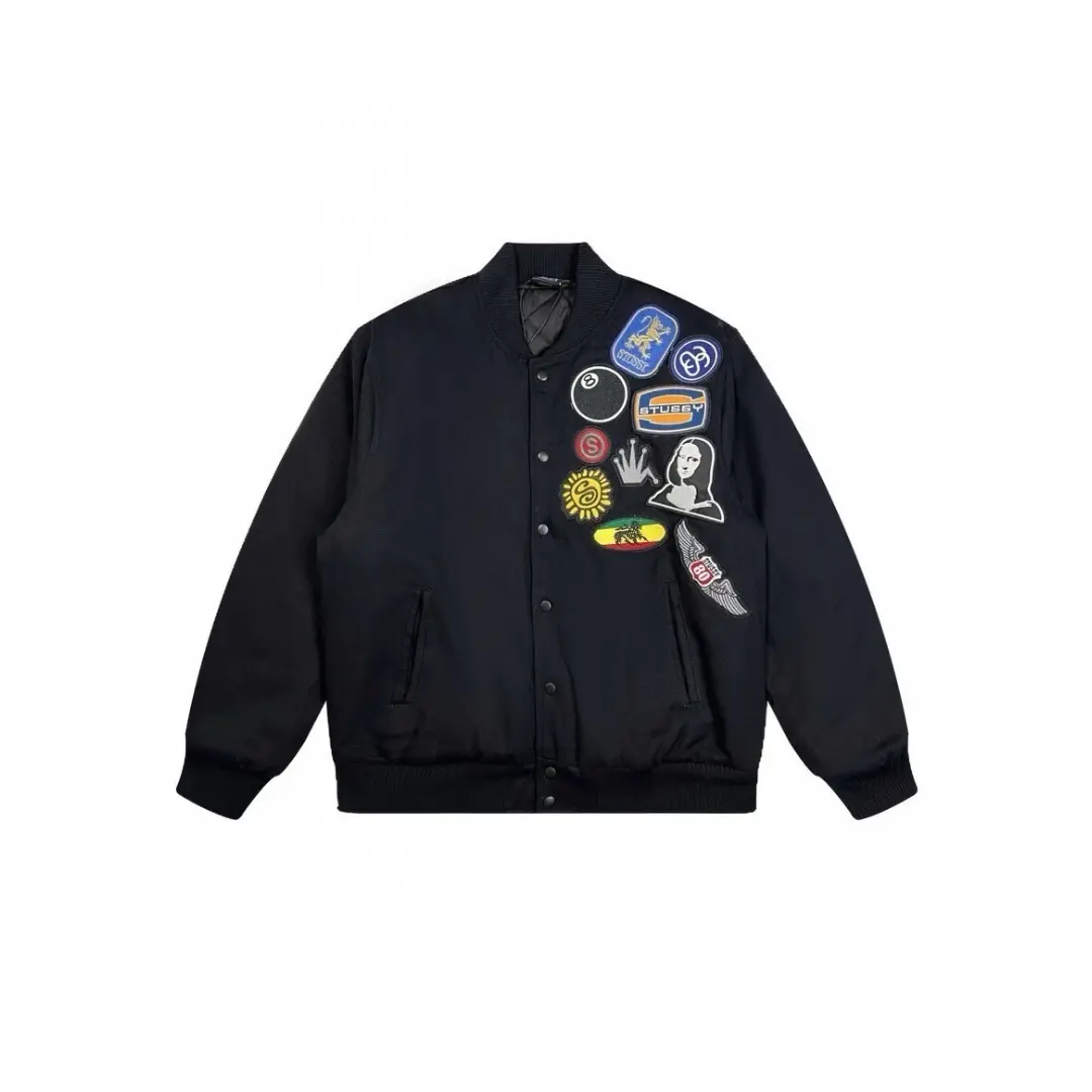 Stussy Souvenir Stadium Bomber Varsity Jacket Black