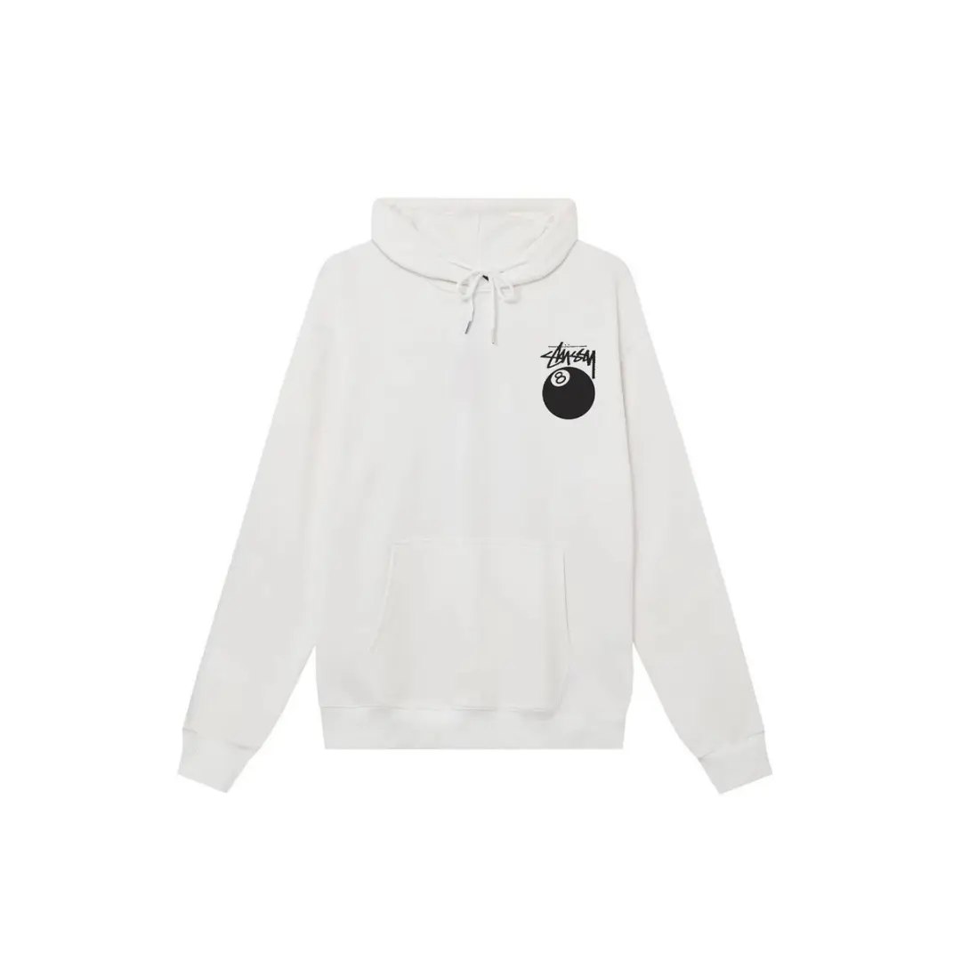Stussy 8 Ball Pullover Hoodie White Natural