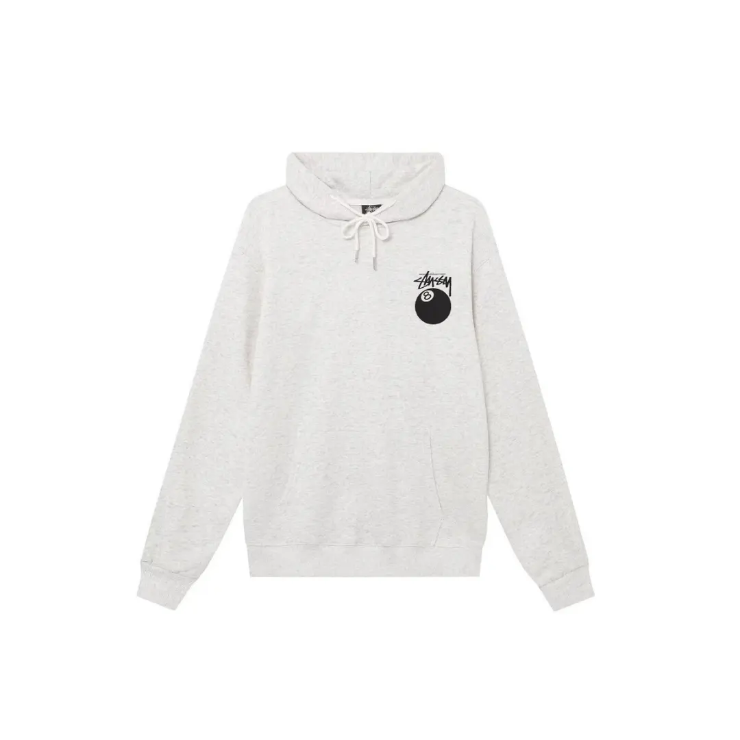 Stussy 8 Ball Pullover Hoodie Ash Heather Natural