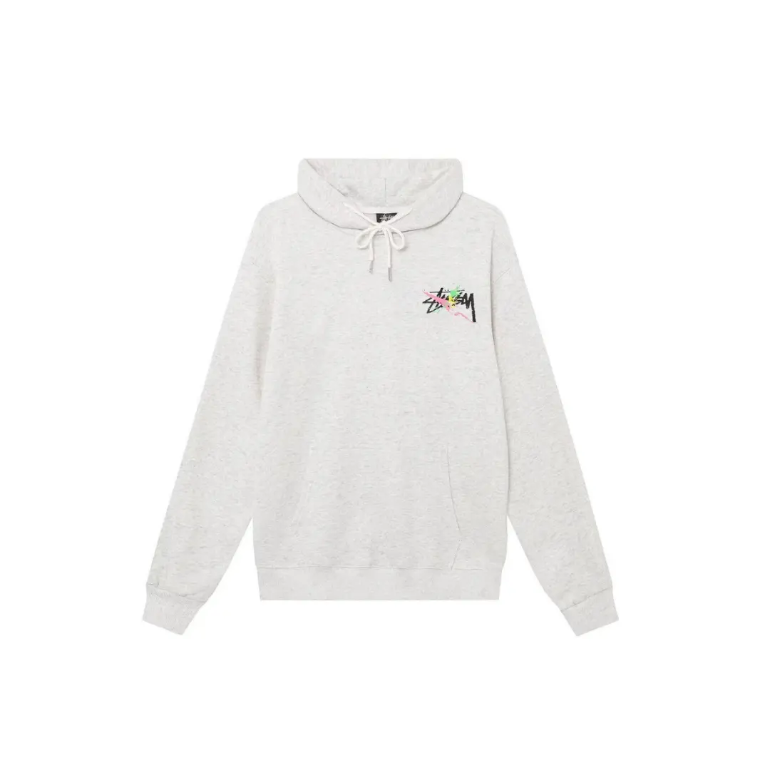 Stussy Basic Multicolour Logo Wool Hoodie White