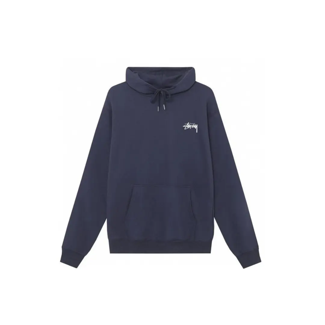 Stussy Basic Navy Blue Cotton Hoodie