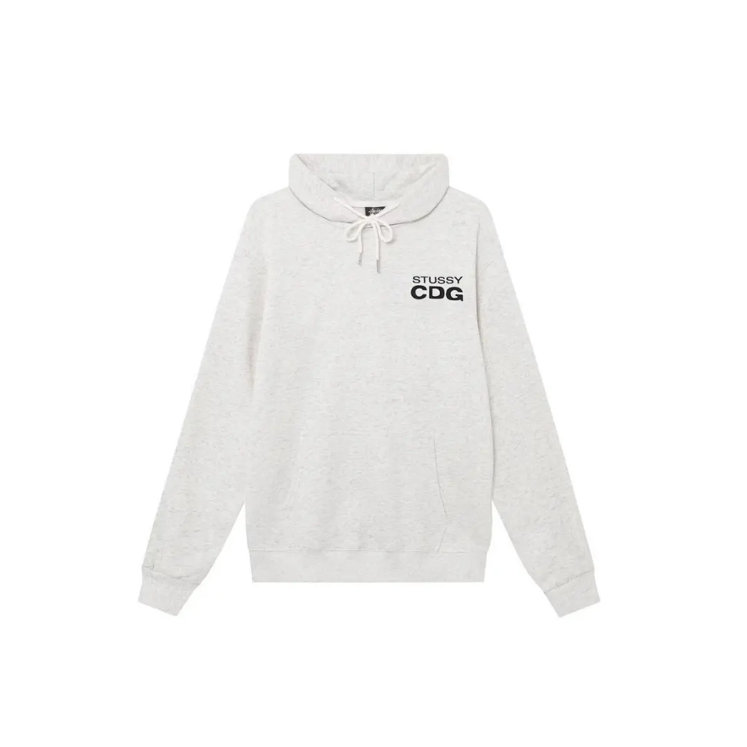 Stussy CDG Logo Hoodie White
