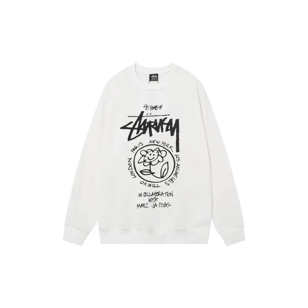 Stussy Logo Monogram Sweater White M1