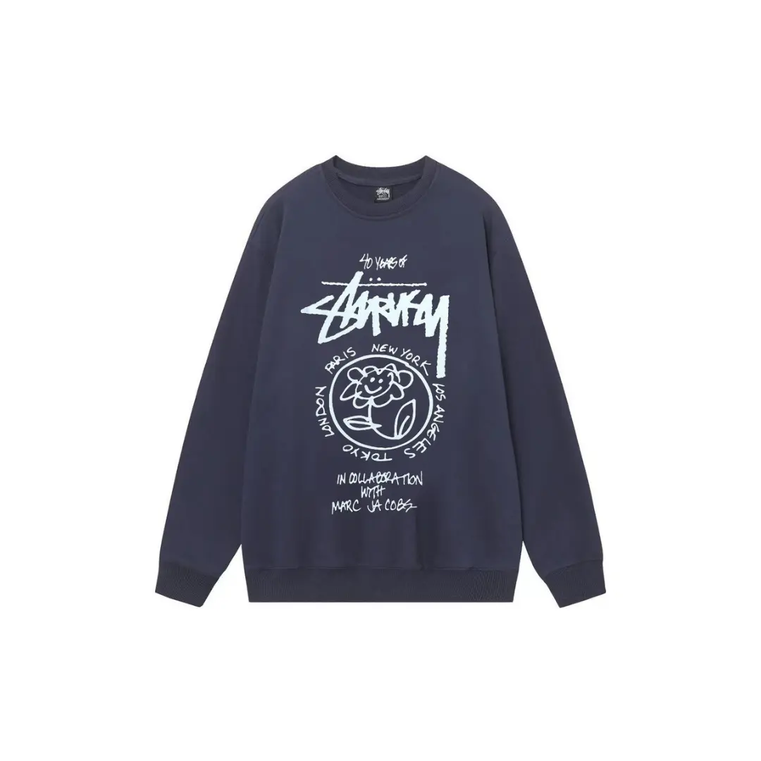 Stussy Logo Monogram Sweater Navy Blue