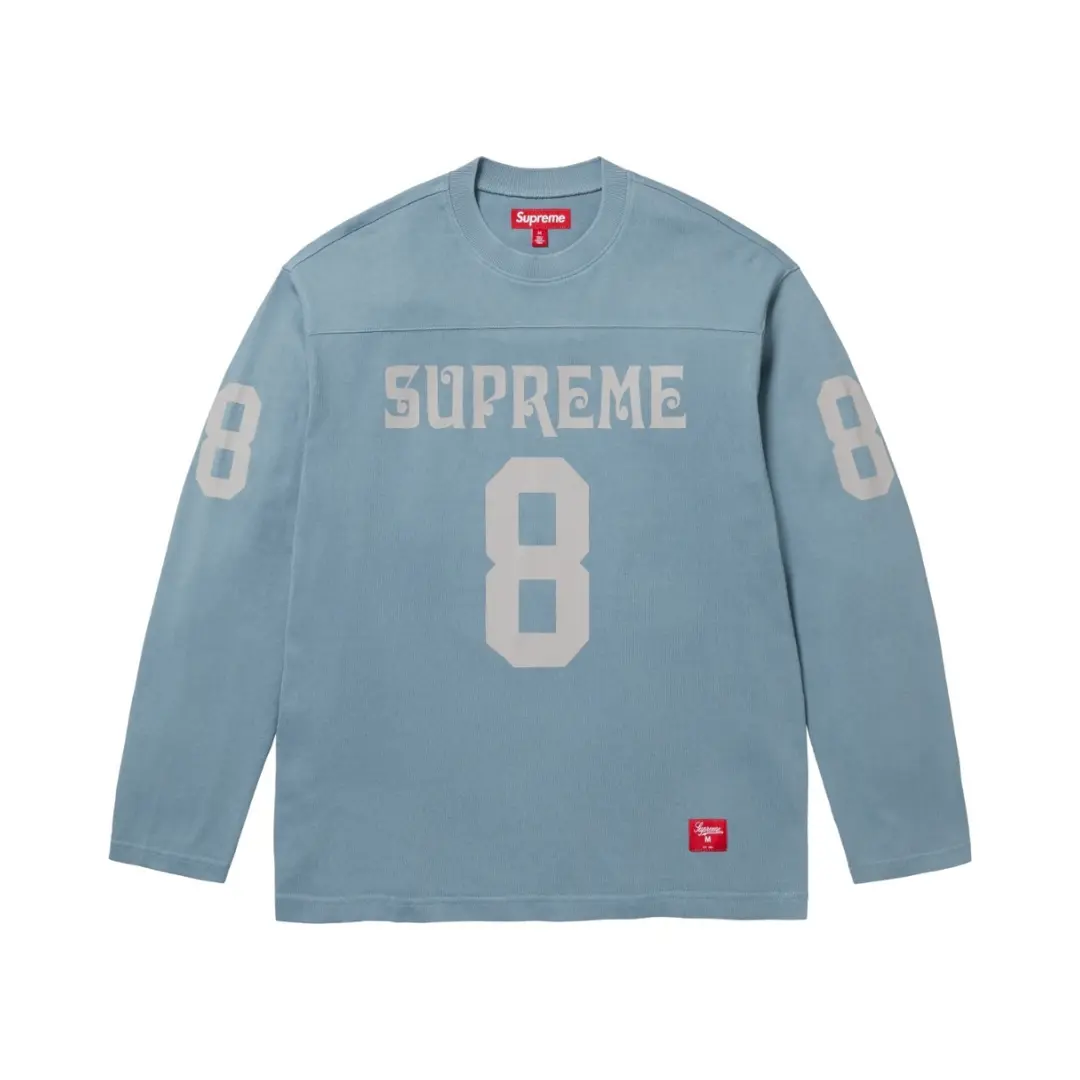 Supreme Long Sleeved Shirt Dusty Blue 8 Monogram Design