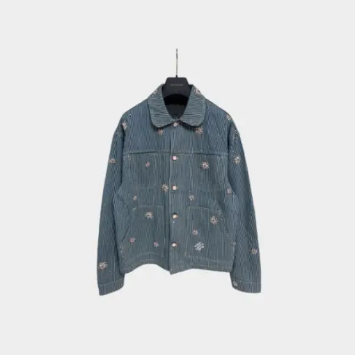LV Embellished Workwear Jacket Light Blue