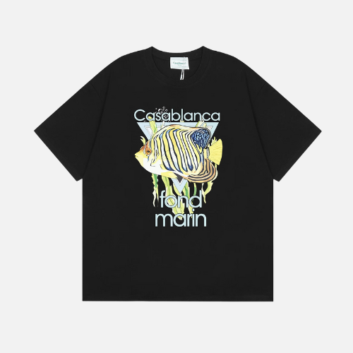 Casablanca Black Cotton Fond Marin T-shirt