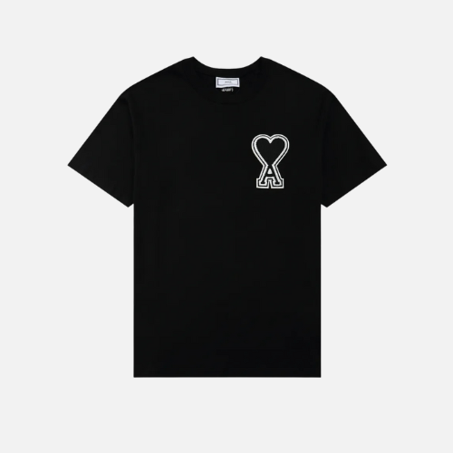 AMI Paris Ami De Coeur Organic Cotton Jersey T-shirt Black