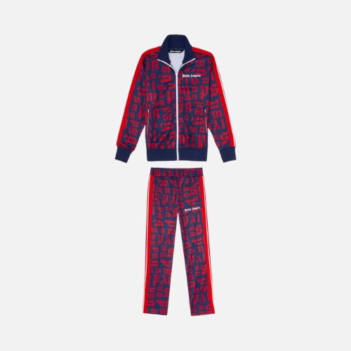 Palm Angels Monogram Tracksuit Red And Blue