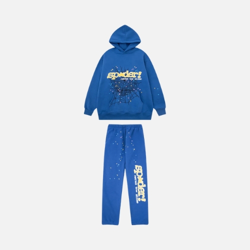 Sp5der Tracksuit Blue and Yellow
