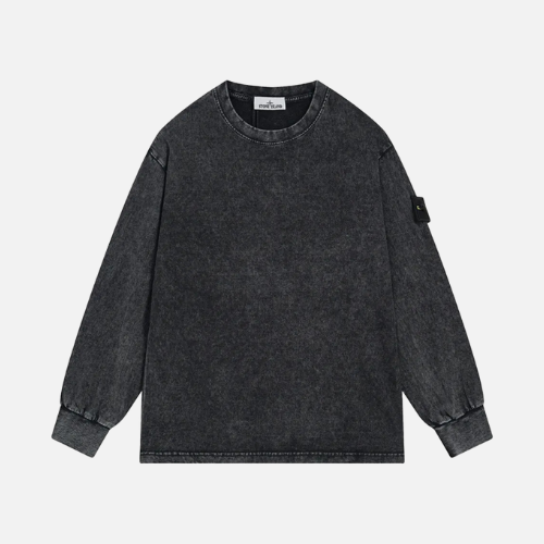 Hoodie Black Acid Wash Stone Island