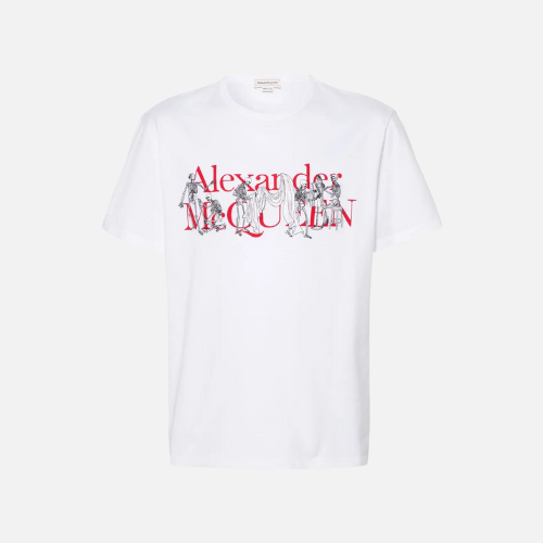 Alexander McQueen White Cotton Tailor Skeleton-Logo T-shirt