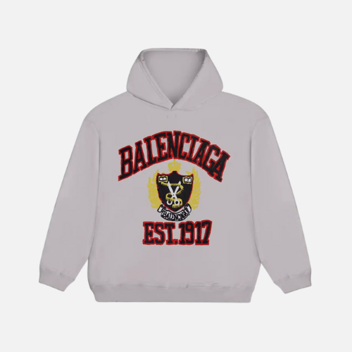 Hoodie White Black Logo Balenciaga
