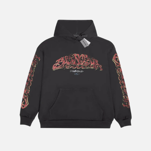 Hoodie Black Red Design Balenciaga