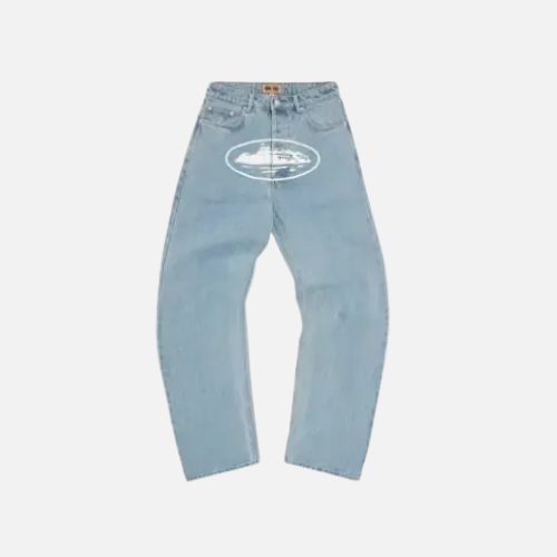 Corteiz Alcatraz Baggy Jeans Washed Blue Color