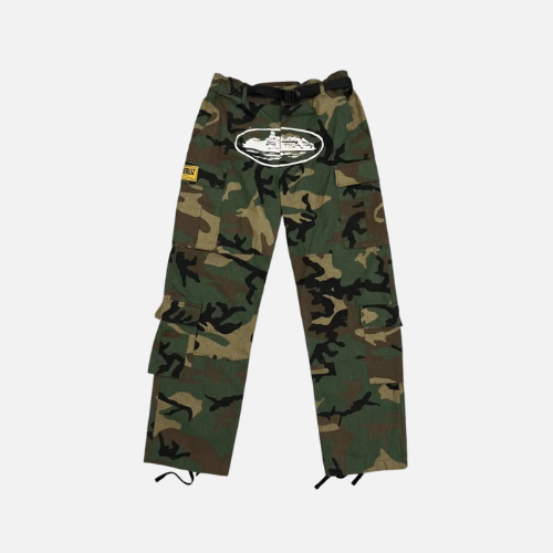 Corteiz Guerillaz Cargo Pants Woodland Camouflage Colorway
