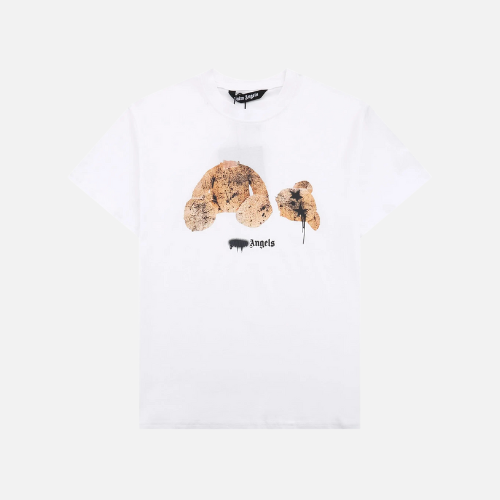 Palm Angels Bear Print Sprayed Logo T-shirt White