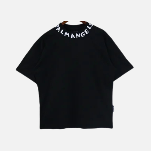Palm Angels cotton T-shirt With A Logo Print At The High Neck Black