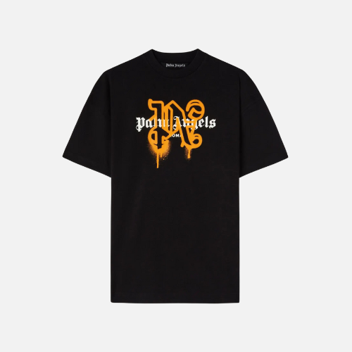 Palm Angels Roma Monogram Sprayed Logo T-Shirt Black
