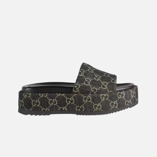 Gucci Sandal Platform 55mm Angelina Black Jacquard