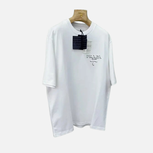 Prada Logo Oversized Cotton T-Shirt White