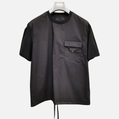 Prada Triangle Logo Oversized T-shirt Re-Nylon And Cotton Black