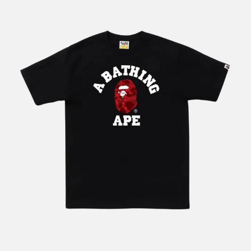 BAPE Color Camo College Tee Black With Red Camouflage Logo