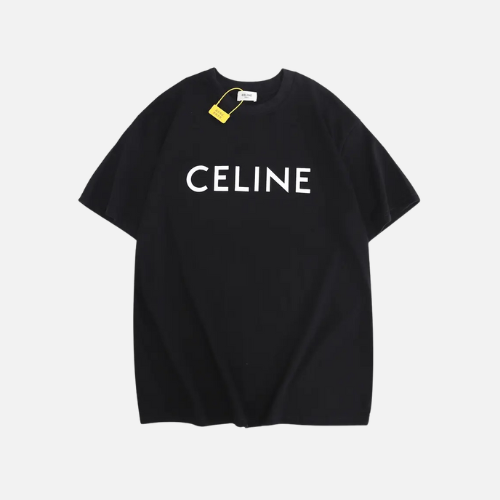 Celine Loose T-Shirt Cotton Jersey Black With A White Logo