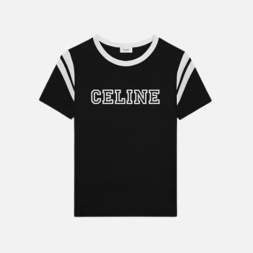 Celine Loose T-Shirt in Cotton Jersey Black Washed White