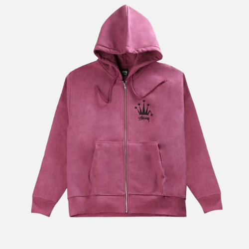 Stussy Logo-Print Cotton Hoodie Raspberry Pink
