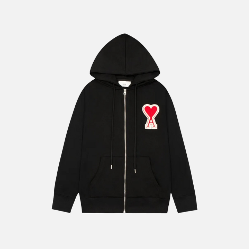 Hoodie Black Red Heart AMI