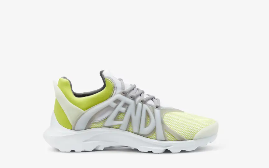 Fendi Tag Sneakers Yellow technical mesh