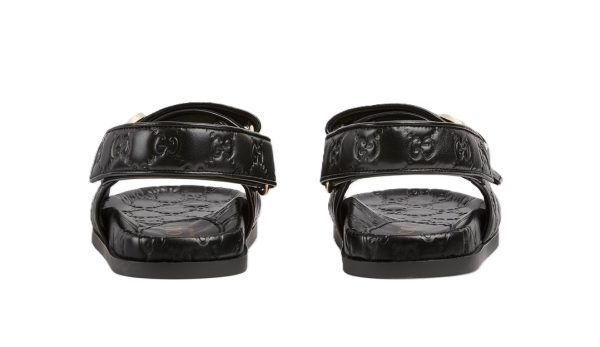 Gucci Sandal Dooble GG Black Leather - Imagen 3