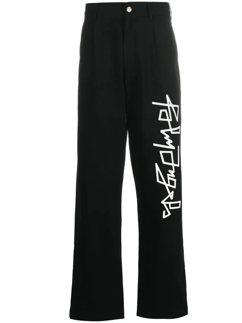 Palm Angels Desert Logo Print Chinos Black