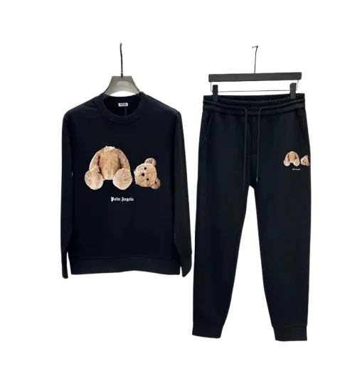 Palm Angels Teddy Bear-Print Cotton Tracksuit Black